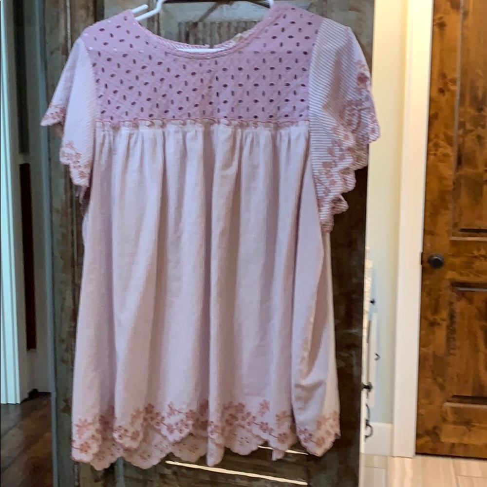 Pink lace detail top